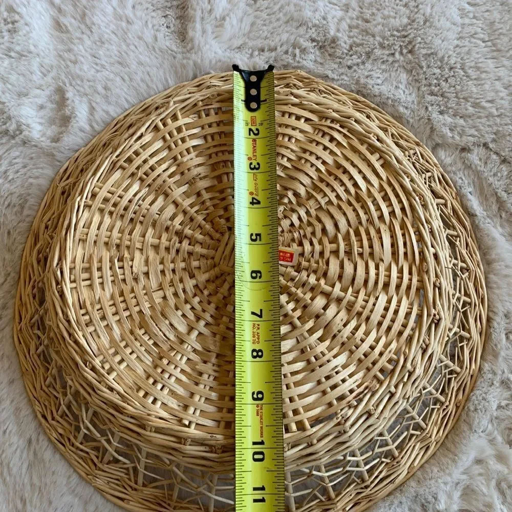 Vintage Basket Square‎ Plate Wall Decor Natural boho woven Rattan
